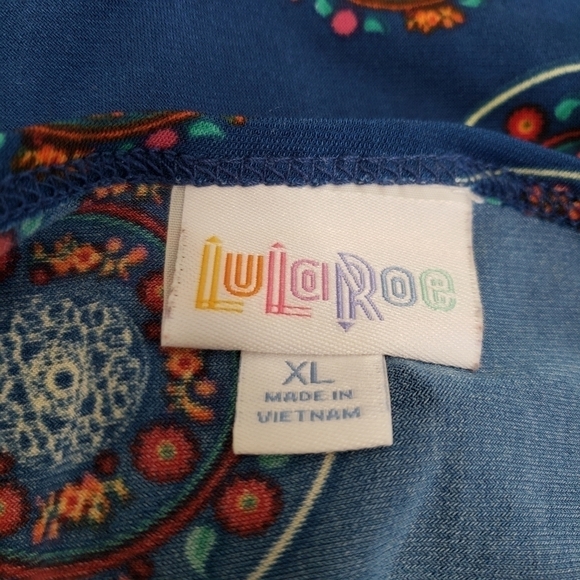 Lularoe Floral Circles Blue Womens Top Size XL - Picture 4 of 5
